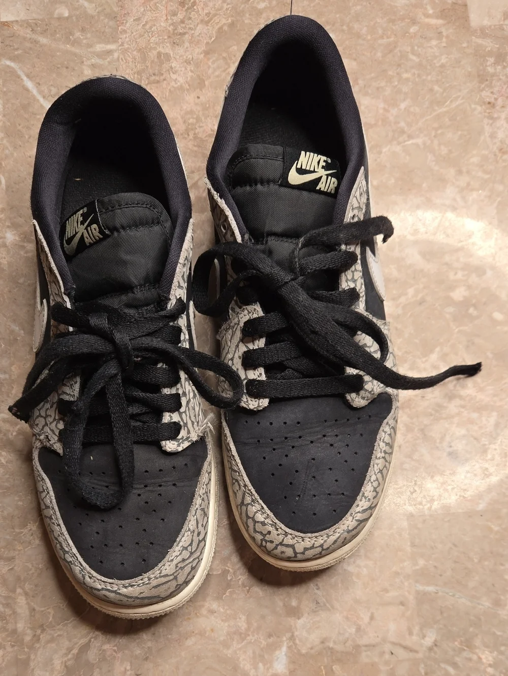 Nike Black Sneakers with Gray Elephant Print